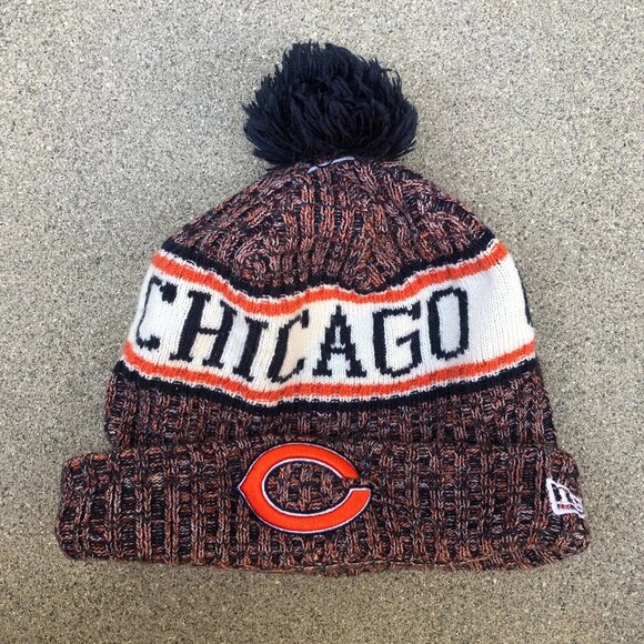 NEW ERA x NFL Chicago Bears Pom Beanie Hat GSH Cuffed Cap One Size - Picture 1 of 6